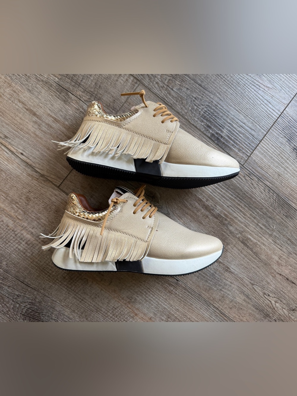 ShuShop Gold Fringe Casual Sneakers